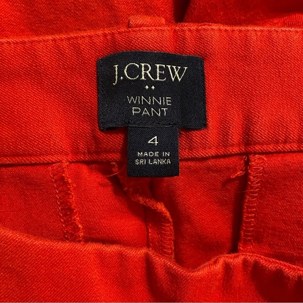 J Crew Red Winnie Ankle Pant Stretch Cotton